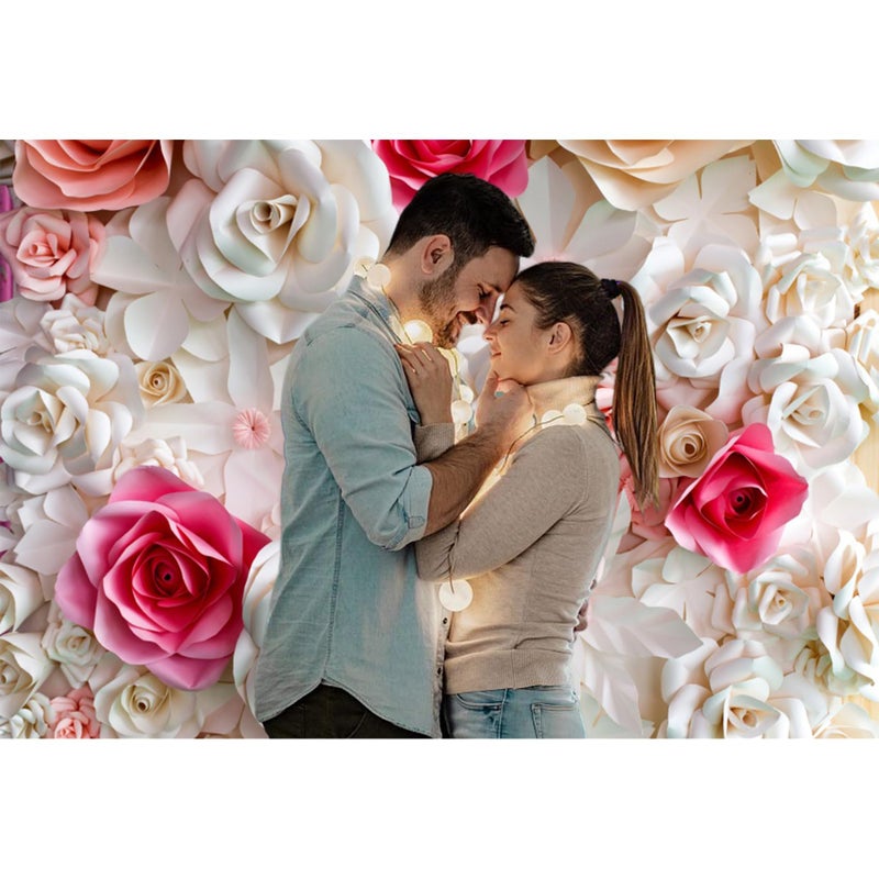 Baocicco 8x6.5ft Pink and White Paper Flowers Background Photography Backdrop Paper Flower Wall Gorgeous Wedding Flower Backdrops Beautiful Bride Baby Newborn Kids Background Props Portraits Booth - Image 3